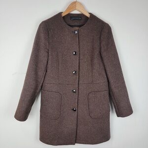 Zara Women's Chocolate Brown Pea Coat Size M